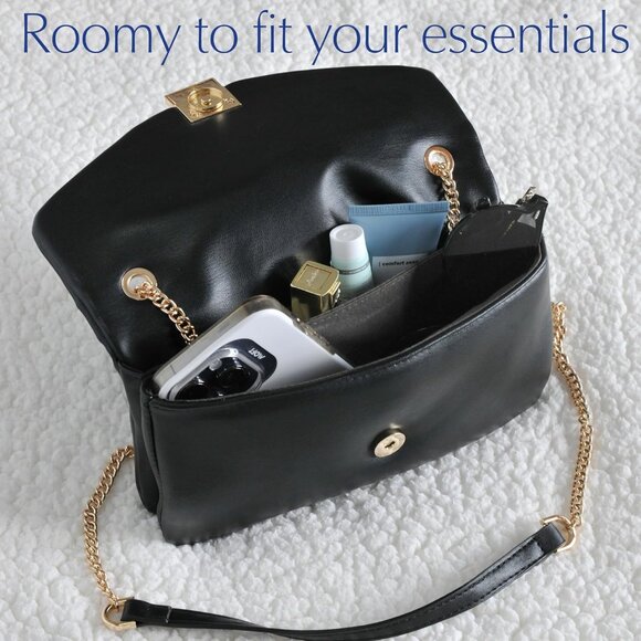 Vegan Leather Chain Shoulder Puffer Envelope Clutch for Women - Picture 4 of 7